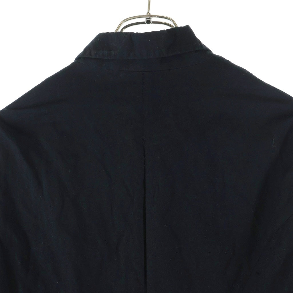 ANN DEMEULEMEESTER(アンドゥムルメステール) ストライプ柄レイヤード ナイロン混 コットン 2B テーラード ロングジャケット ブラック レディース