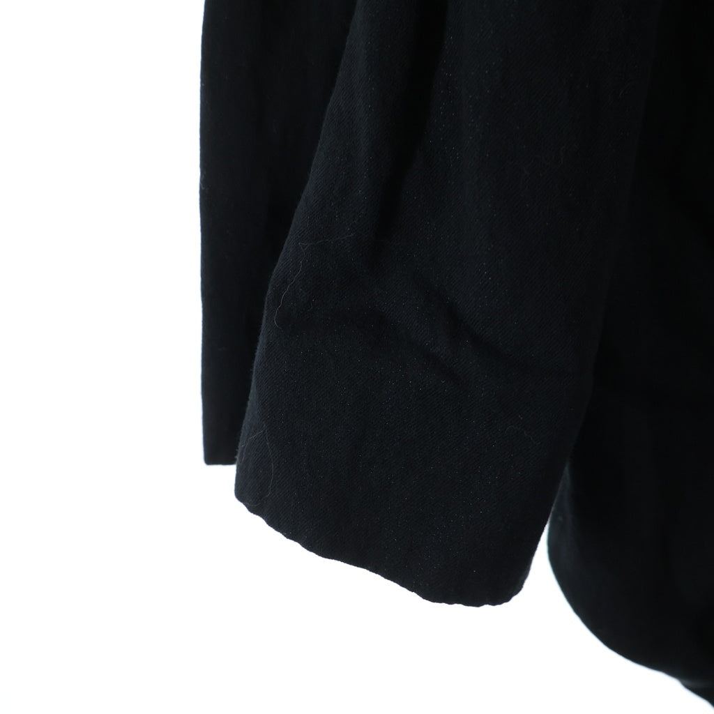 ANN DEMEULEMEESTER(アンドゥムルメステール) ストライプ柄レイヤード ナイロン混 コットン 2B テーラード ロングジャケット ブラック レディース