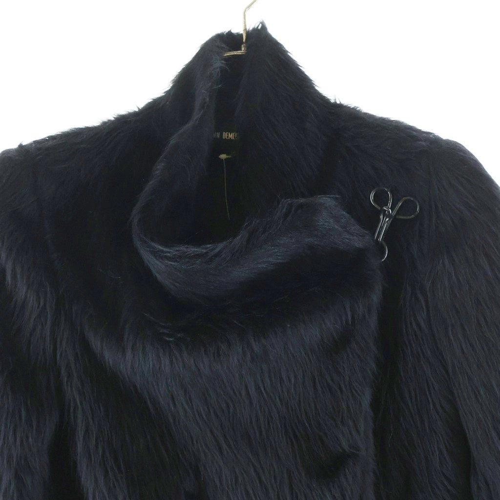 ANN DEMEULEMEESTER(アンドゥムルメステール) アルパカウール ファー フックデザイン ショートジャケット ブラック レディース