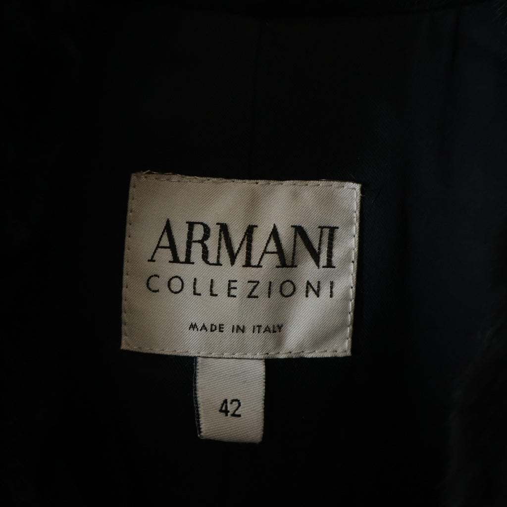 ARMANI COLLEZIONI(アルマーニ コレツィオーニ) ラビットファー切り替え アンゴラ混 ウール コート ブラック レディース