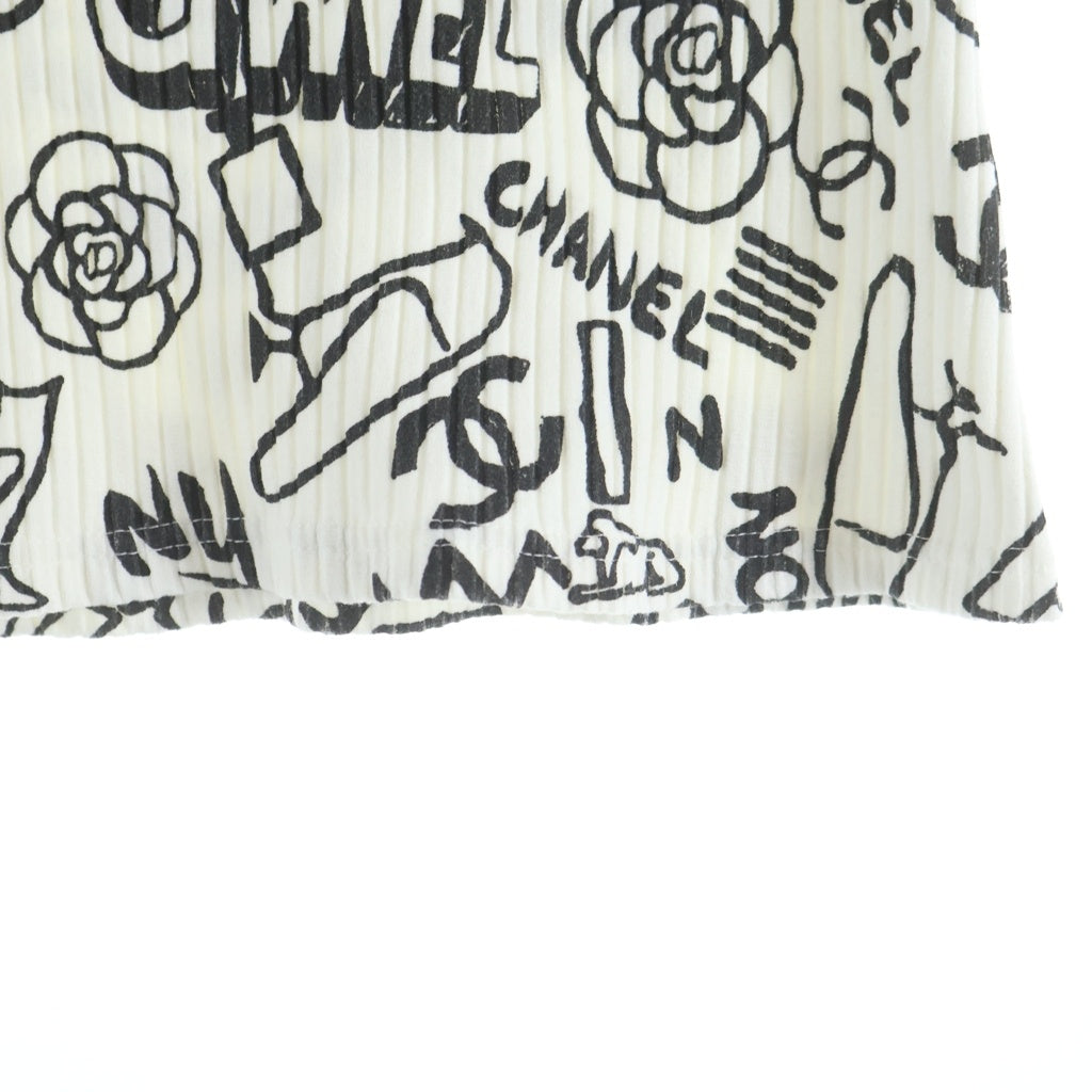 CHANEL(シャネル) 金ボタン アイコンモチーフ Tシャツ ホワイト×ブラック #36 P61888V47215 レディース