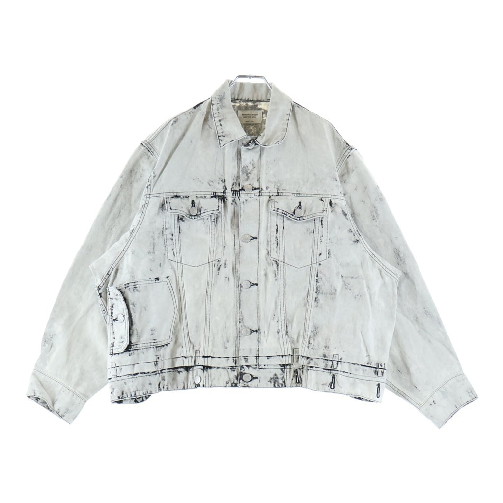 beautiful people(ビューティフルピープル) double-end left hand twill denim blouson ブリーチデニム 2WAY デニム トラッカージャケット ホワイト 1515102026