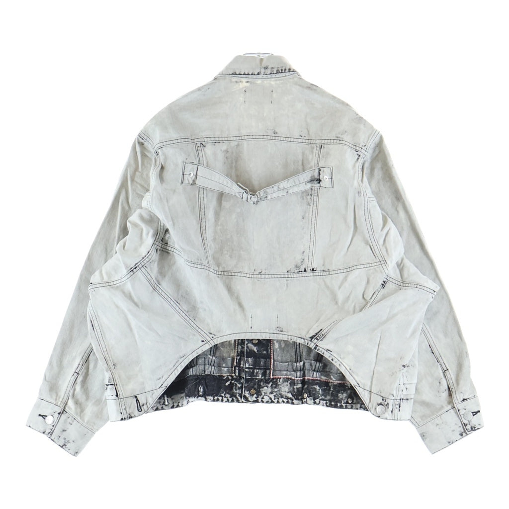 beautiful people(ビューティフルピープル) double-end left hand twill denim blouson ブリーチデニム 2WAY デニム トラッカージャケット ホワイト 1515102026