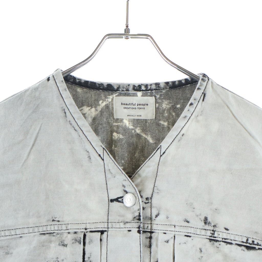 beautiful people(ビューティフルピープル) double-end left hand twill denim blouson ブリーチデニム 2WAY デニム トラッカージャケット ホワイト 1515102026