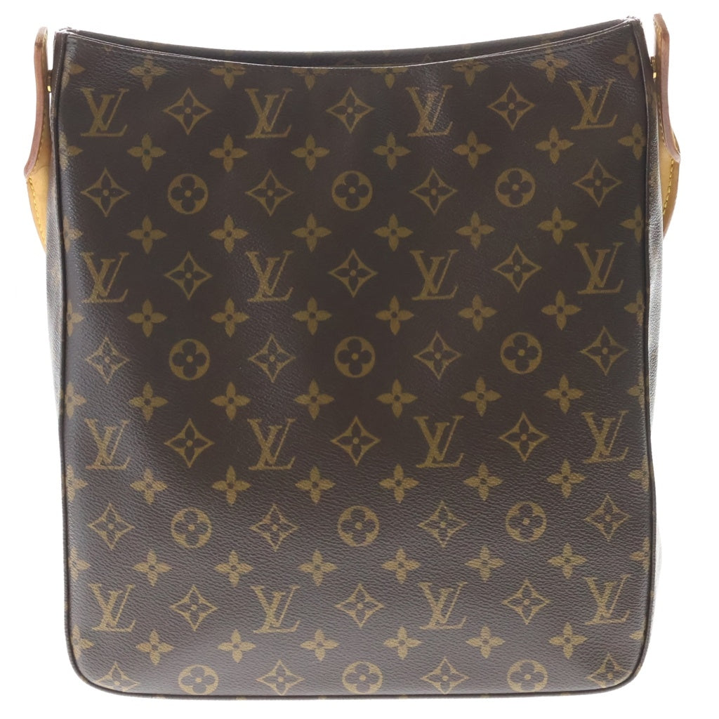 LOUIS VUITTON(ルイヴィトン) モノグラム ルーピングGM ハンドバッグ トートバッグ ブラウン レザー×PVC M51145 ゴールド金具 レディース