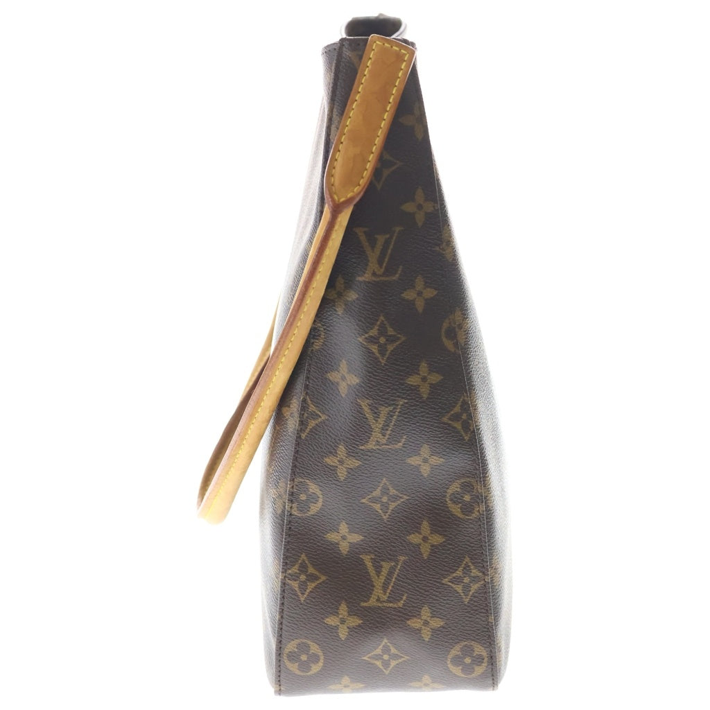 LOUIS VUITTON(ルイヴィトン) モノグラム ルーピングGM ハンドバッグ トートバッグ ブラウン レザー×PVC M51145 ゴールド金具 レディース