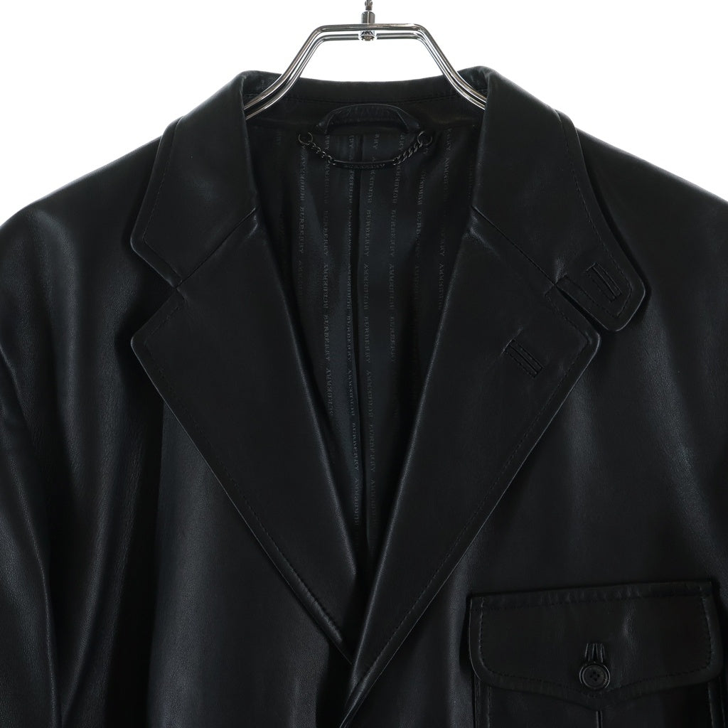BURBERRY(バーバリー) ラムスキン レザー 3B テーラード ジャケット ブラック BBR26-140-09