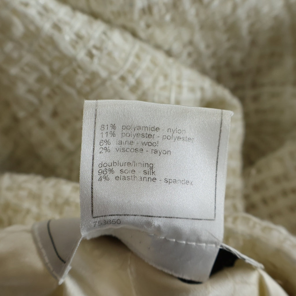 CHANEL(シャネル) 06C ココマークボタン ウール混 ラメツイード 5B テーラード ジャケット ホワイト レディース P27772V16008