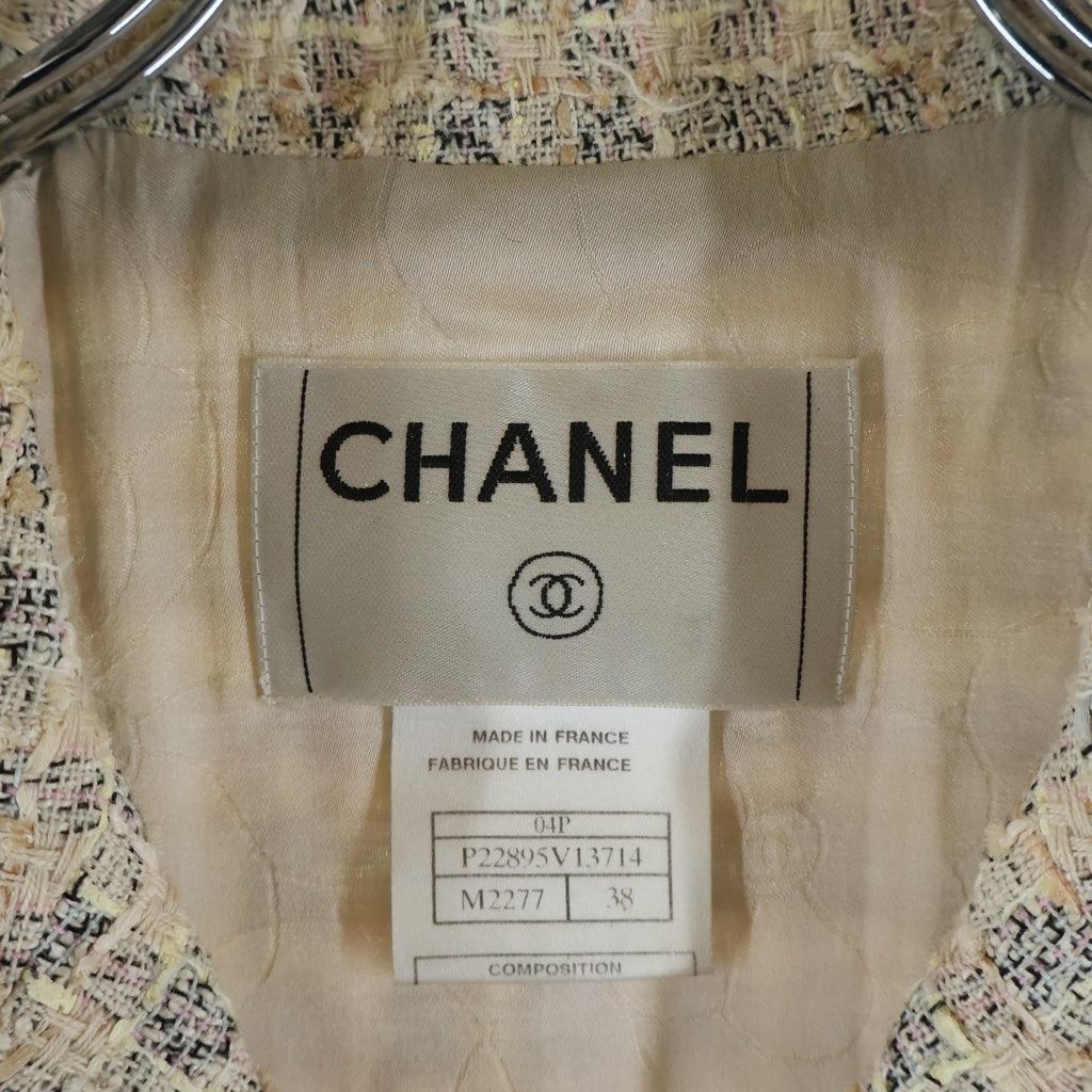 CHANEL(シャネル) 04P ココマークボタン シルク混 ツイード 5B テーラード ジャケット ベージュ P22895V13714 レディース