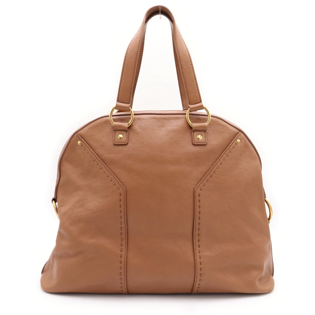 YVES SAINT LAURENT(イヴサンローラン) ミューズ ハンドバッグ ボストンバッグ ブラウン レザー ゴールド金具 レディース