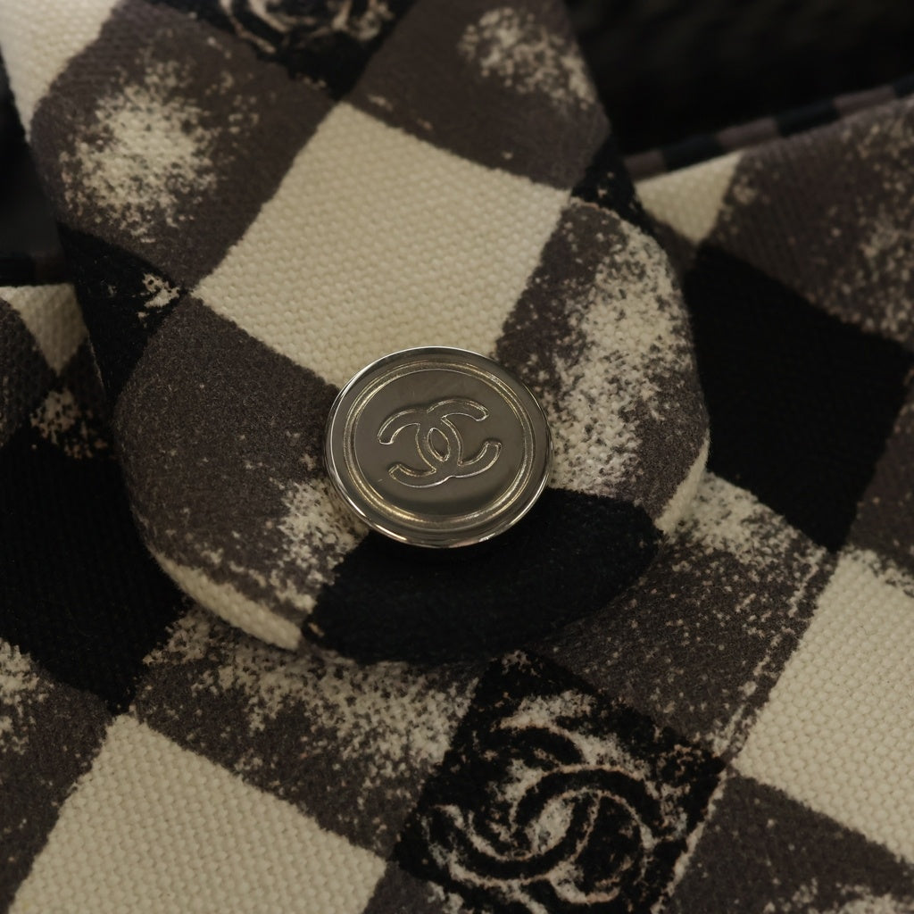 CHANEL(シャネル) クルーズライン 14番台 トラベルバッグ ハンドバッグ ホワイト×ブラック ギンガムチェック レディース