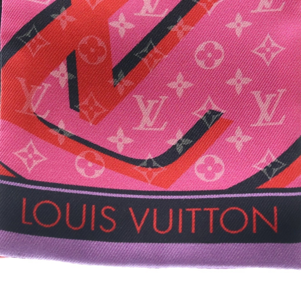 LOUIS VUITTON(ルイヴィトン) バンドー・プラネット シルク スカーフ M77320 ピンク/カーキ レディース
