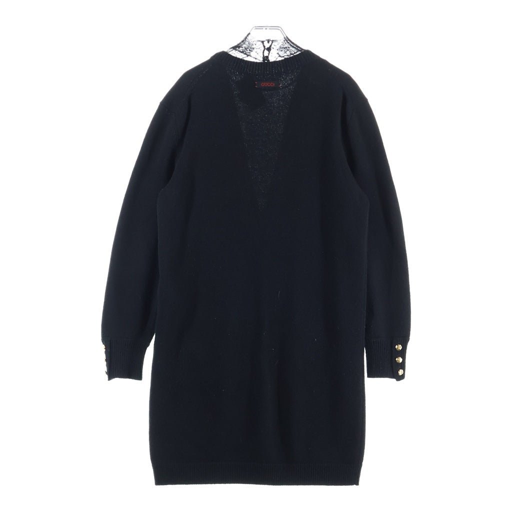 GUCCI(グッチ) Vネックニットワンピース レース ブラック 717540 #XS レディース