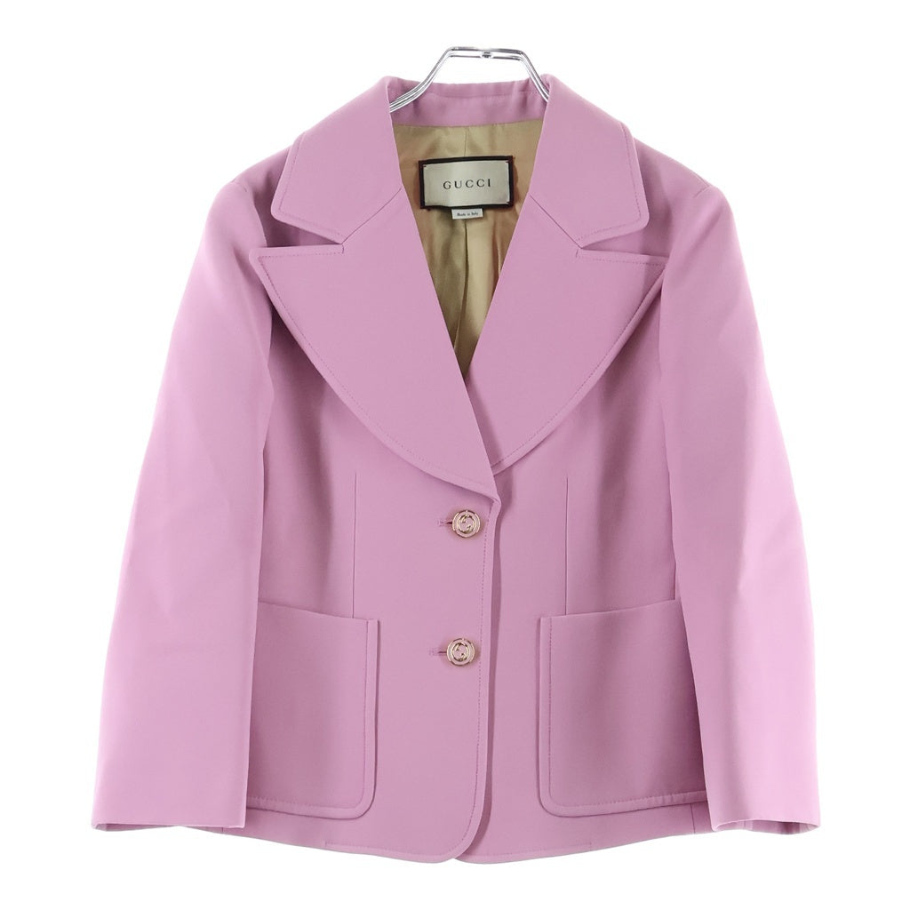 GUCCI(グッチ) シングル ウールテーラードジャケット ピンク #36 623766 レディース