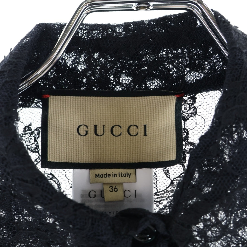 GUCCI(グッチ) レースロングスリーブシャツ キャミソール ブラック #36 681227 レディース