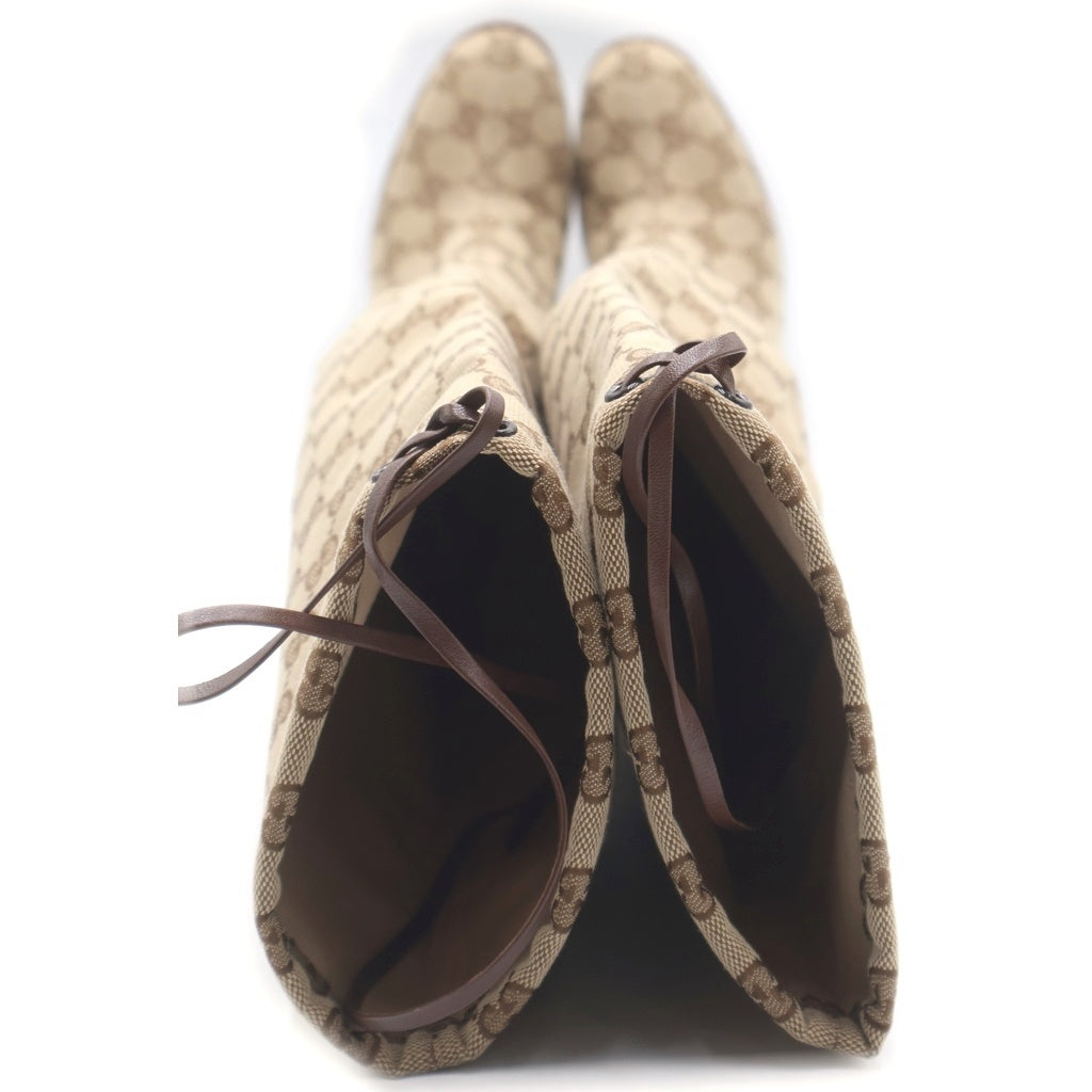 GUCCI(グッチ) GGキャンバス ロングヒールブーツ ベージュ 551149 #35 1/2 レディース