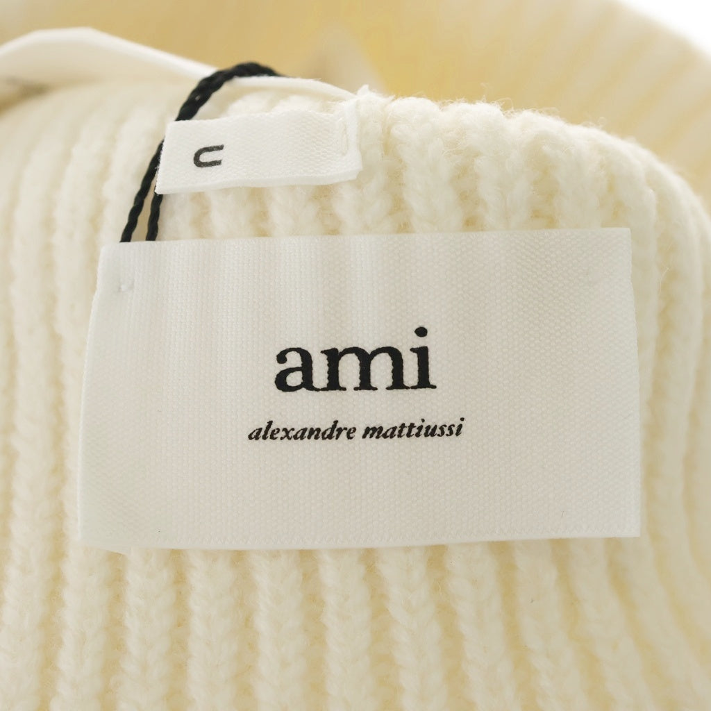 ami paris(アミパリス) ロゴワッペンウールニット帽 アイボリー レディース