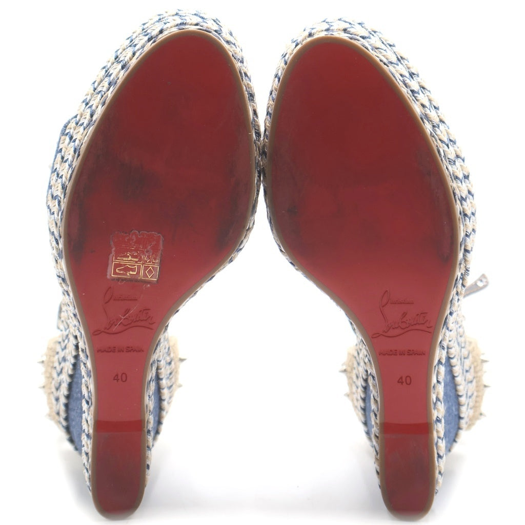 CHRISTIAN LOUBOUTIN(クリスチャンルブタン) マドモニカ デニムウェッジサンダル インディゴブルー #40 レディース