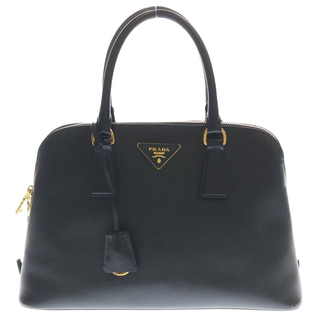 PRADA(プラダ) プロムナード サフィアーノ レザー ゴールド金具 2WAY ハンドバッグ ショルダーバッグ ブラック レディース