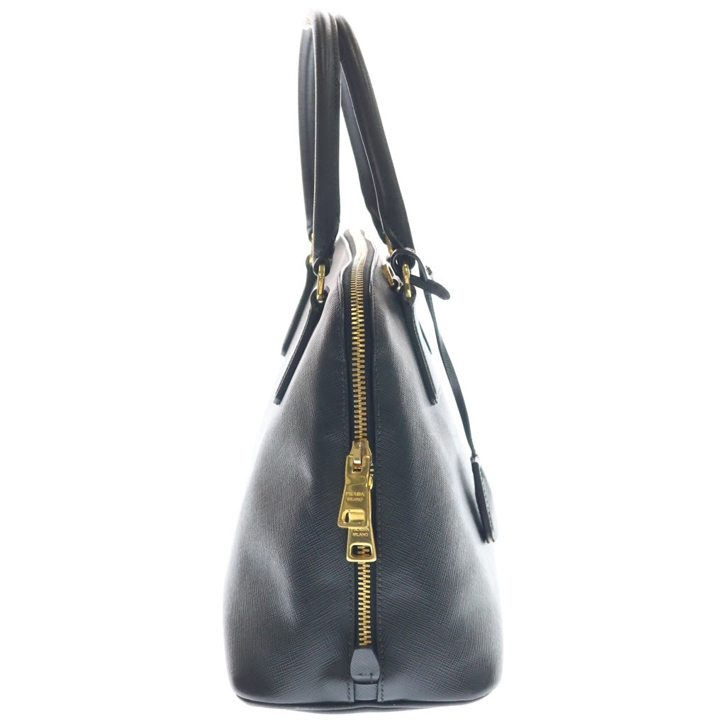 PRADA(プラダ) プロムナード サフィアーノ レザー ゴールド金具 2WAY ハンドバッグ ショルダーバッグ ブラック レディース