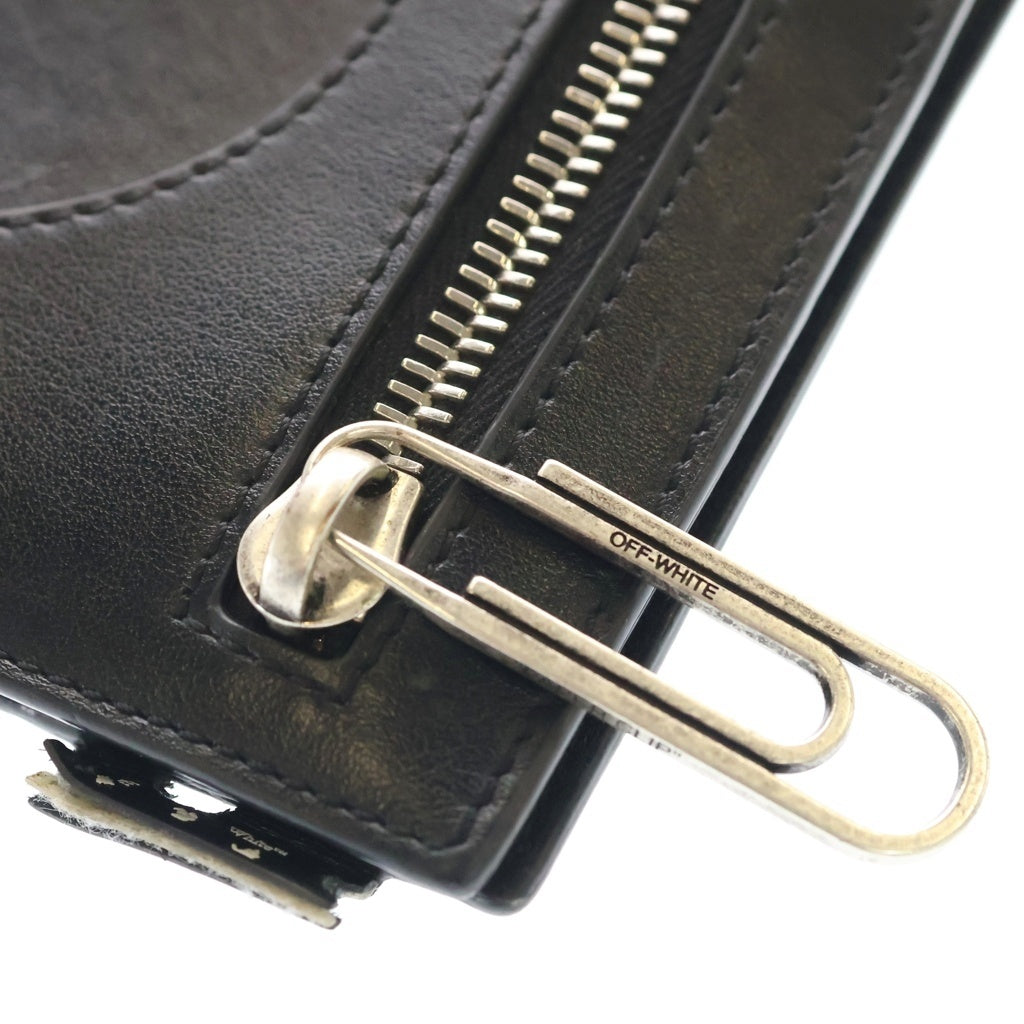OFF-WHITE(オフホワイト) METEOR CARDHOLDER メテオ カードホルダー カードケース 二つ折り財布 レザー ブラック OMNC034F21LEA0011001