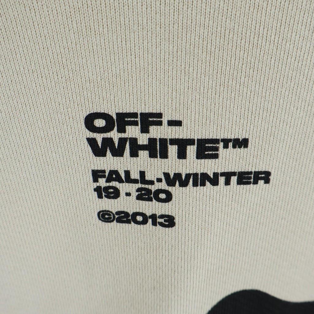 OFF-WHITE(オフホワイト) フロントプリント クルーネックトレーナー スウェット ベージュ #M