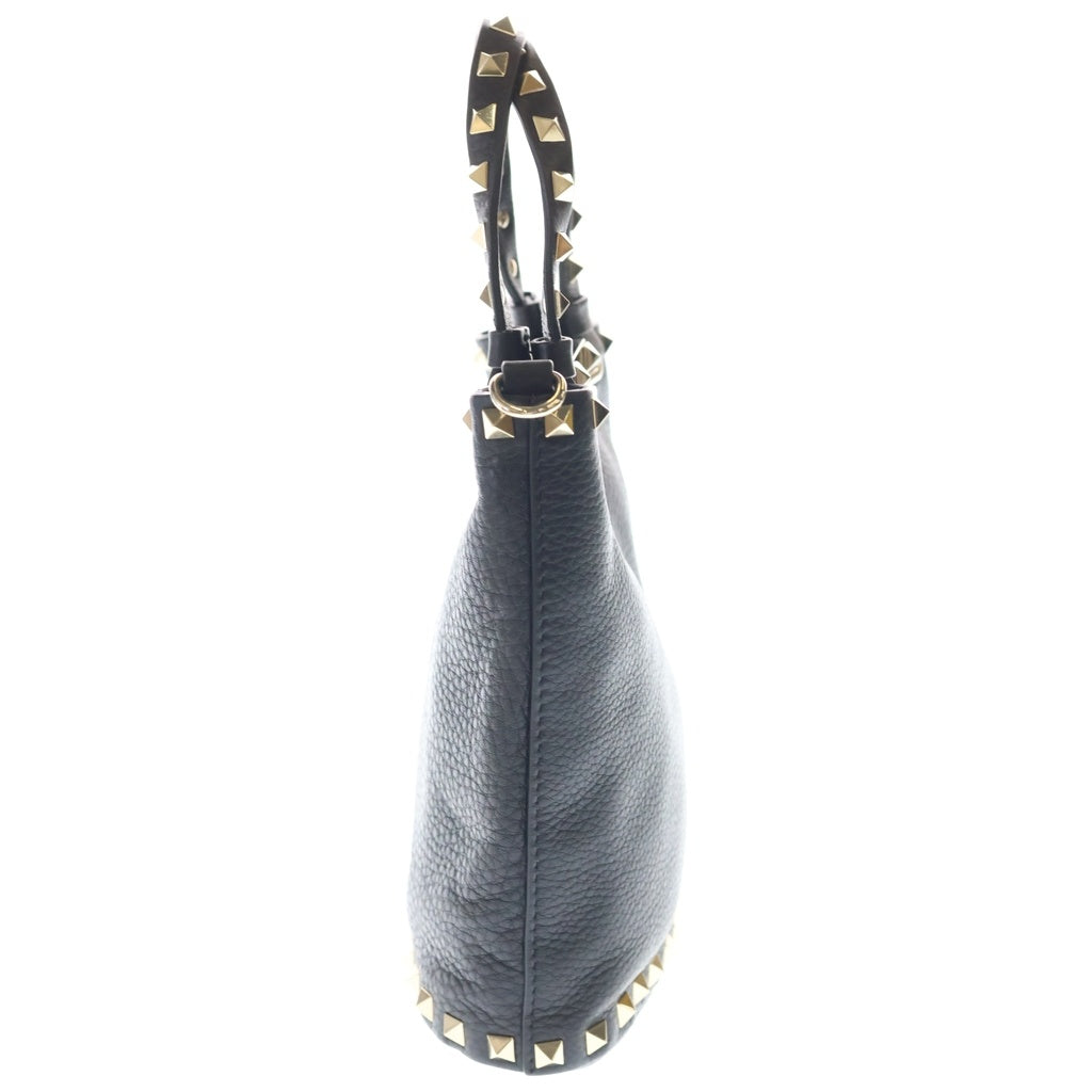 VALENTINO(ヴァレンティノ) ロックスタッズ レザー 2WAY ハンド ショルダーバッグ ゴールド金具 ブラック レディース