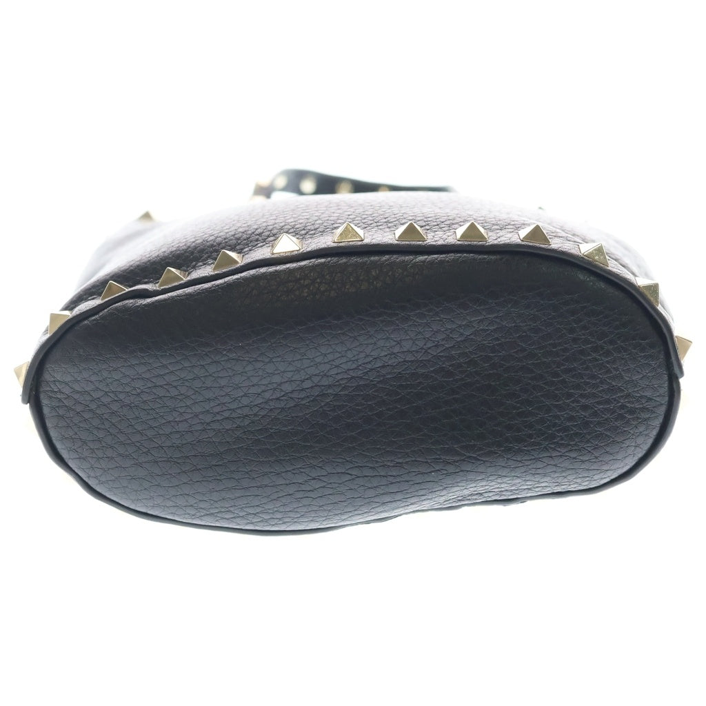 VALENTINO(ヴァレンティノ) ロックスタッズ レザー 2WAY ハンド ショルダーバッグ ゴールド金具 ブラック レディース