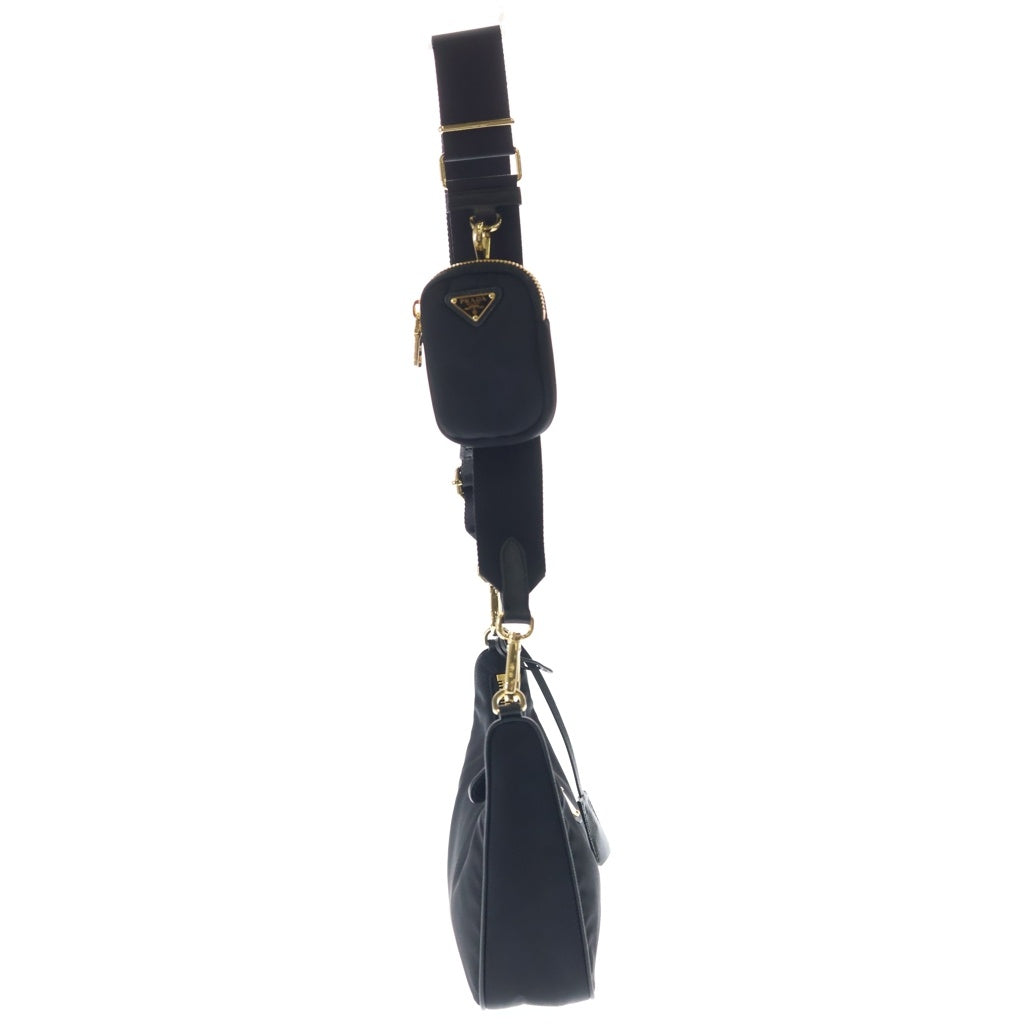 PRADA(プラダ) Re-Edition2005 ナイロン 2WAY ショルダーバッグ ゴールド金具 ハンドバッグ 1BH204 ブラック レディース