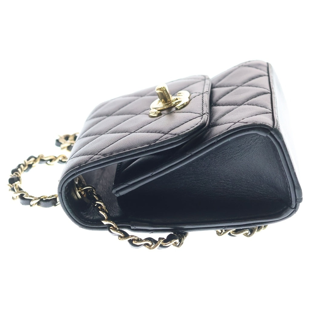 CHANEL(シャネル) マトラッセ11 ミニチェーンショルダーバッグ ブラック ラムスキン A81633 ゴールド金具 レディース