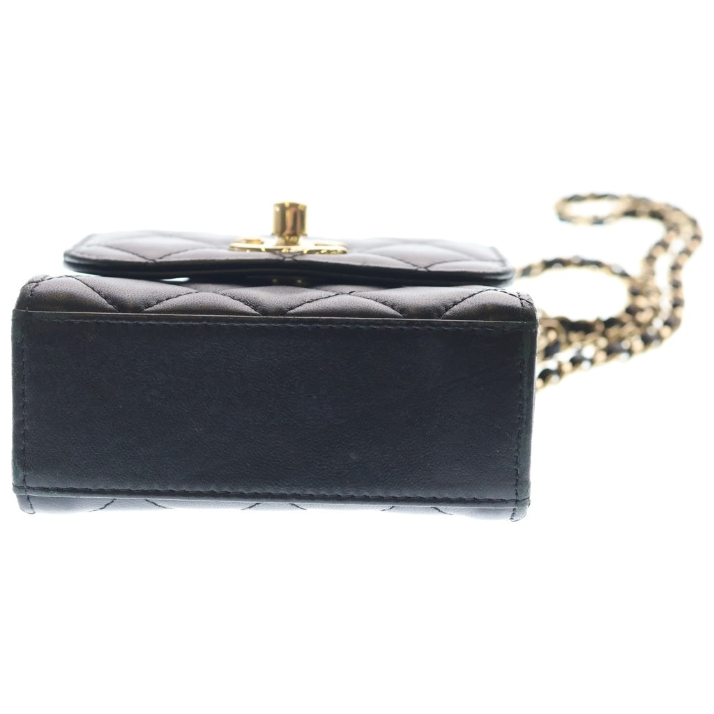 CHANEL(シャネル) マトラッセ11 ミニチェーンショルダーバッグ ブラック ラムスキン A81633 ゴールド金具 レディース