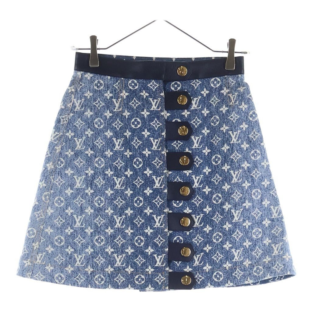 LOUIS VUITTON(ルイヴィトン) モノグラム ジャカードデニム Aラインスカート インディゴブルー #34 RW221J KJ2 FMSK27 レディース