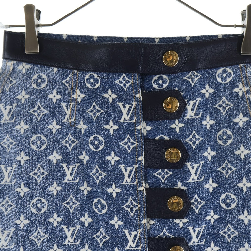 LOUIS VUITTON(ルイヴィトン) モノグラム ジャカードデニム Aラインスカート インディゴブルー #34 RW221J KJ2 FMSK27 レディース