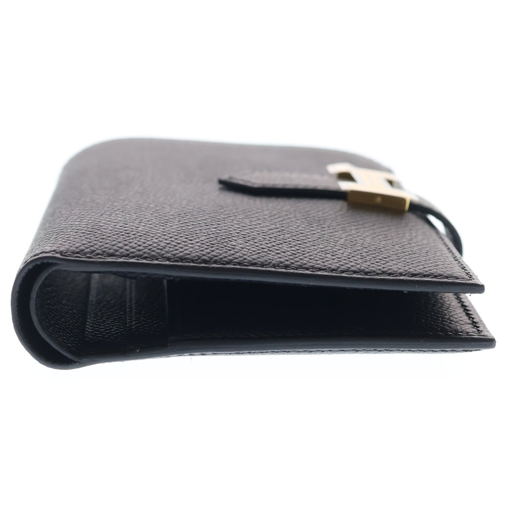 HERMES(エルメス) ベアンコンパクト エプソン ゴールド金具 W刻印 二つ折り財布 ブラック