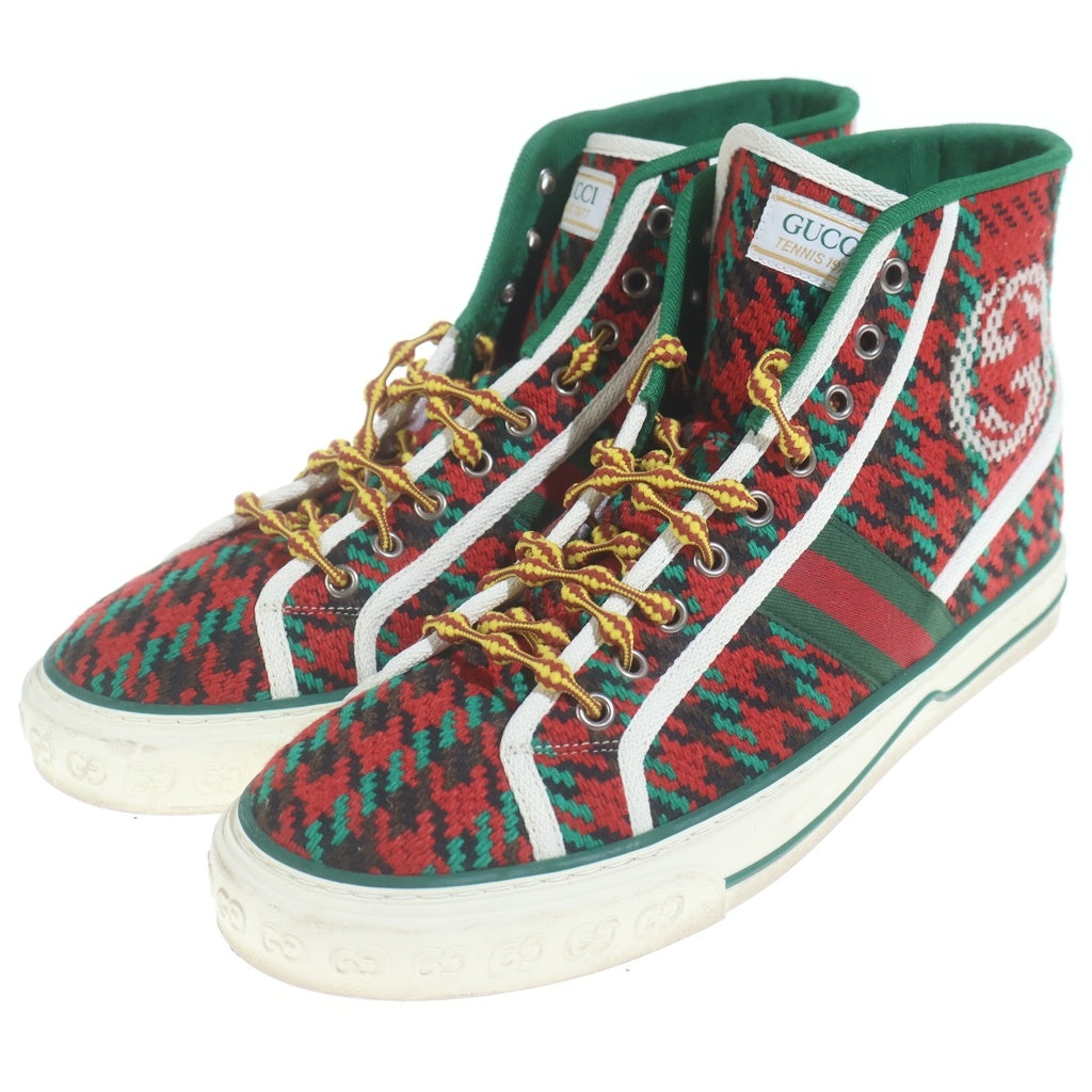 GUCCI(グッチ) テニス1977 インターロッキングG ハイカットシューズ スニーカー レッド/グリーン