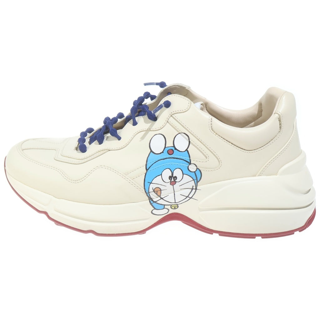 GUCCI(グッチ) ×ドラえもん プリント レザー ローカットシューズ ダッドスニーカー アイボリー 655025
