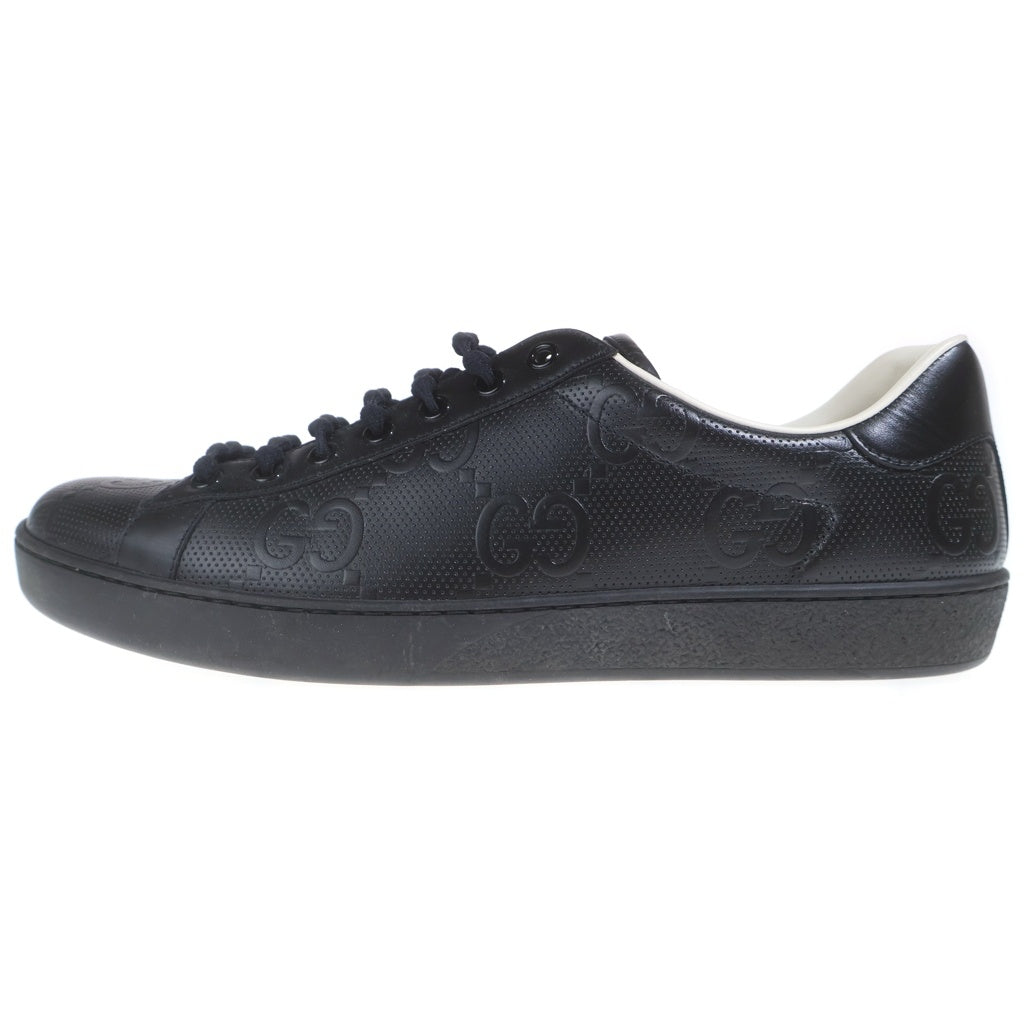 GUCCI(グッチ) GG エンボスパンチング レザー ローカットスニーカー ブラック #9.5 625787