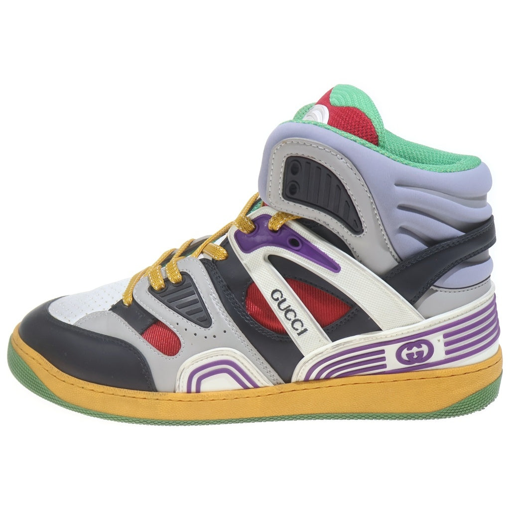 GUCCI(グッチ) BASKET バスケット インターロッキングG ハイカットシューズ スニーカー グレー/イエロー 661303
