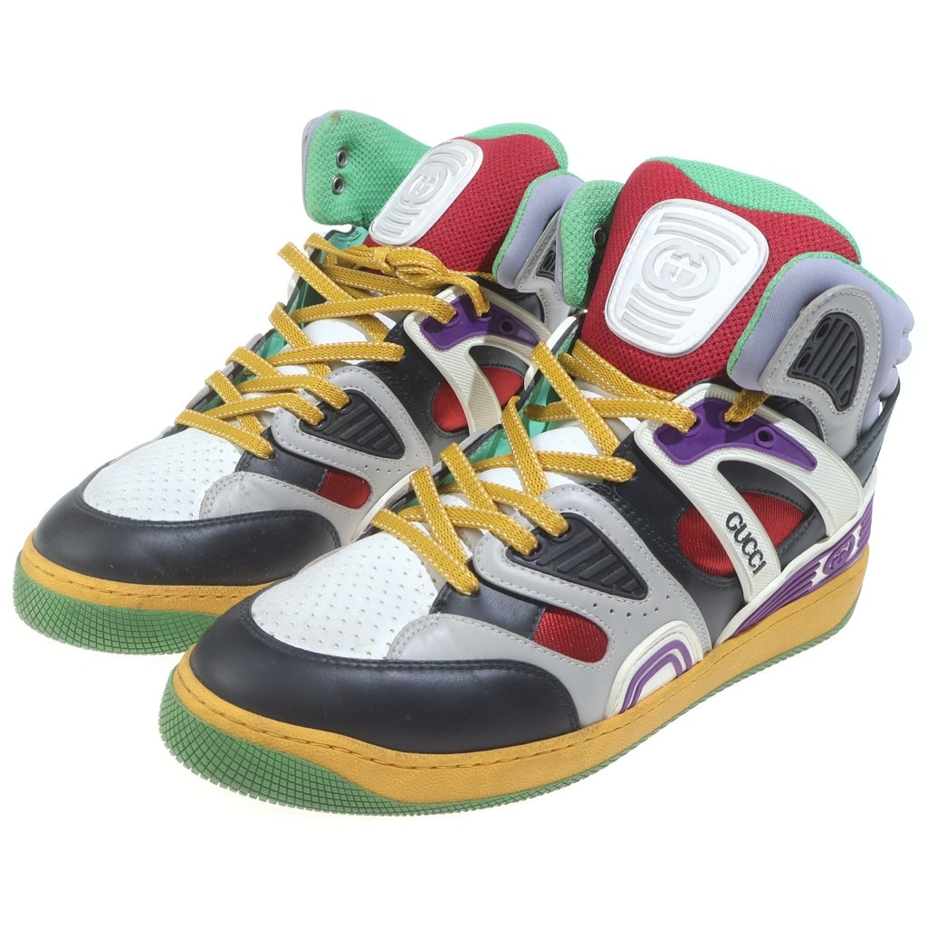 GUCCI(グッチ) BASKET バスケット インターロッキングG ハイカットシューズ スニーカー グレー/イエロー 661303