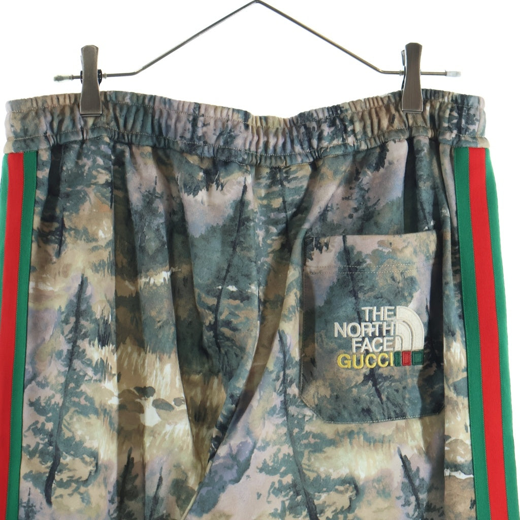 GUCCI(グッチ) ×THE NORTH FACE ノースフェイス フォレストプリント ジョガーパンツ トラックパンツ ベージュ #L 671446