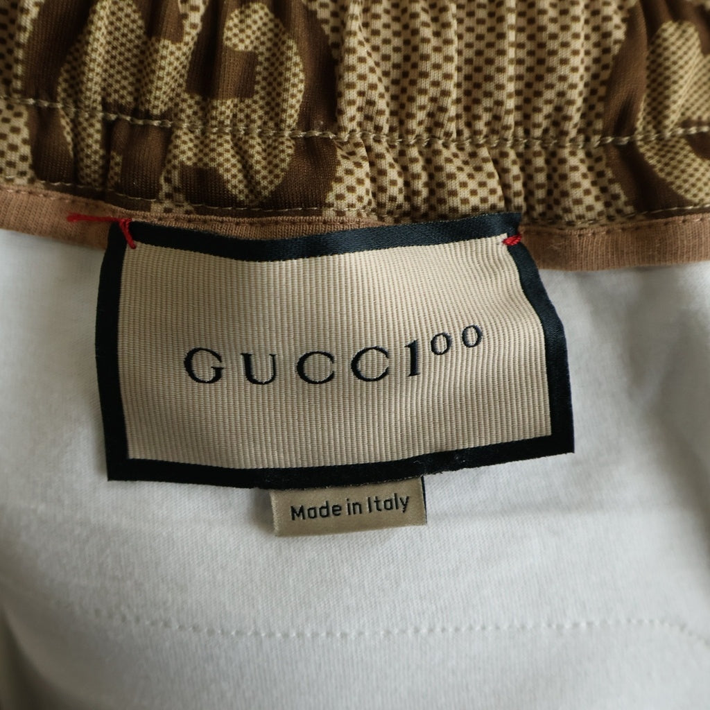 GUCCI(グッチ) グッチ100周年記念 ジャンボGG ネオプレン スウェット ジョガーパンツ トラックパンツ ブラウンベージュ #L 676473