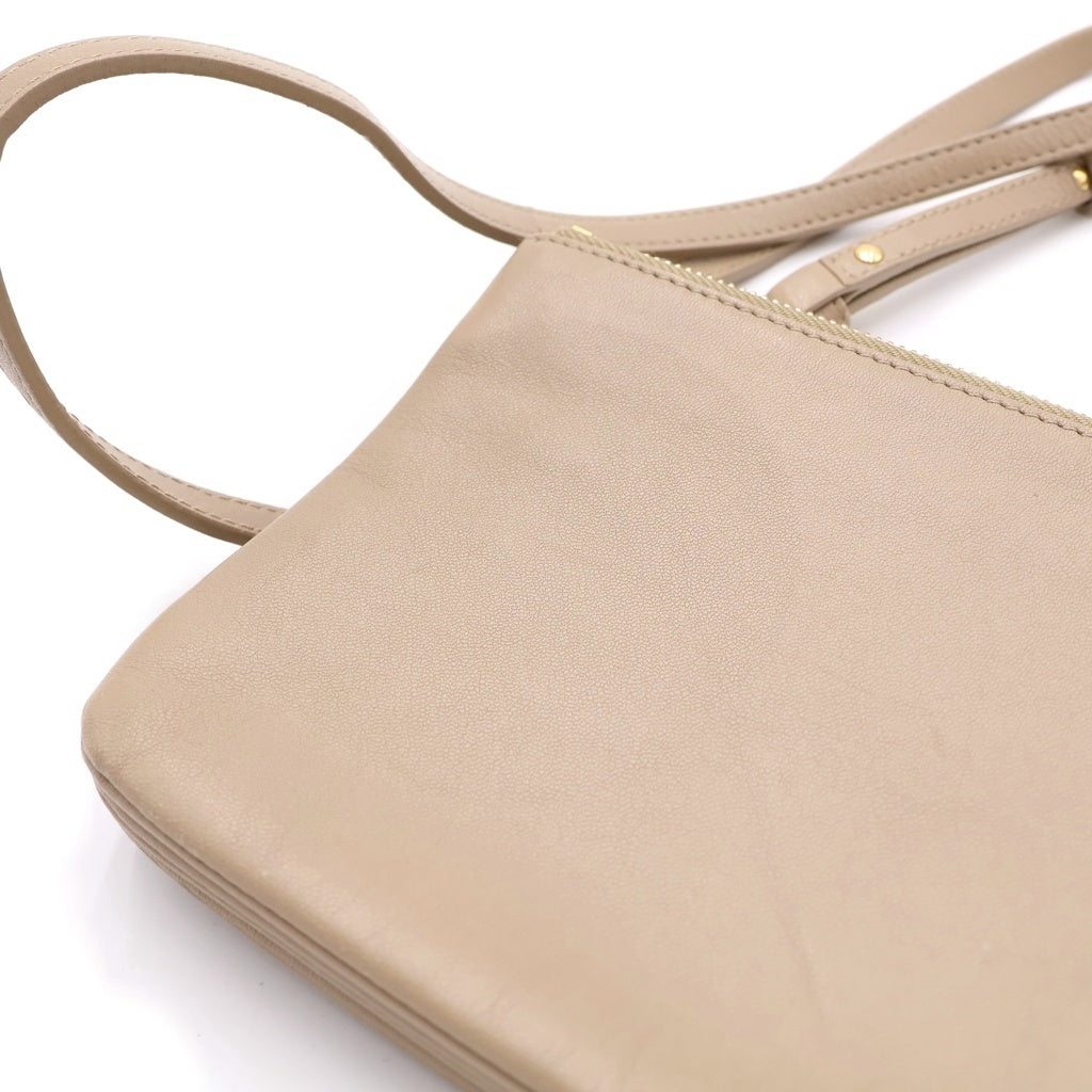 CELINE(セリーヌ) トリオ スモール レザー ショルダーバッグ ポーチ ポシェット ベージュ レディース
