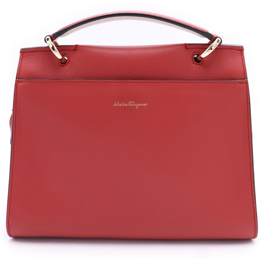 Salvatore Ferragamo(サルヴァトーレ フェラガモ) ジェットセット ガンチーニ レザー 2WAY ハンドバッグ ショルダーバッグ レッド レディース