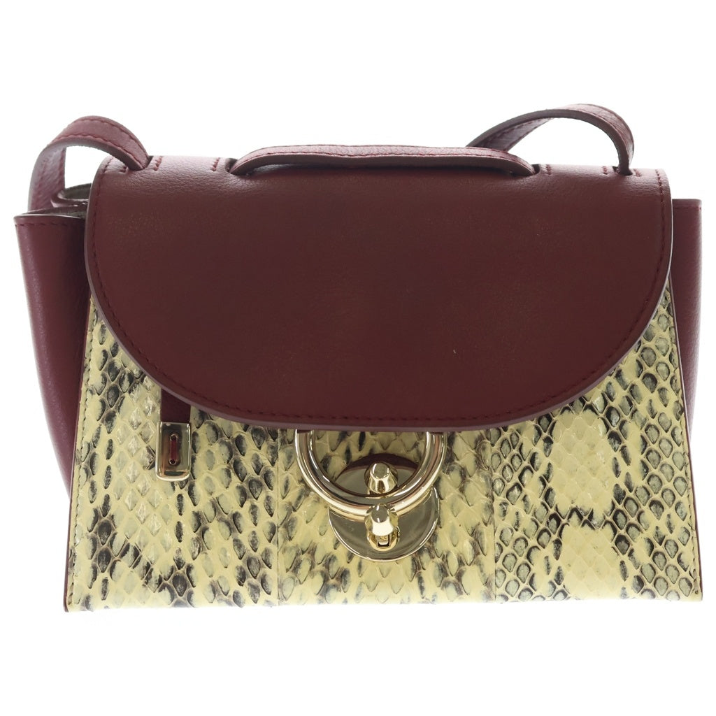 Salvatore Ferragamo(サルヴァトーレ フェラガモ) ジェットセット パイソン×レザー 2WAY ハンドバッグ ショルダーバッグ レッド レディース