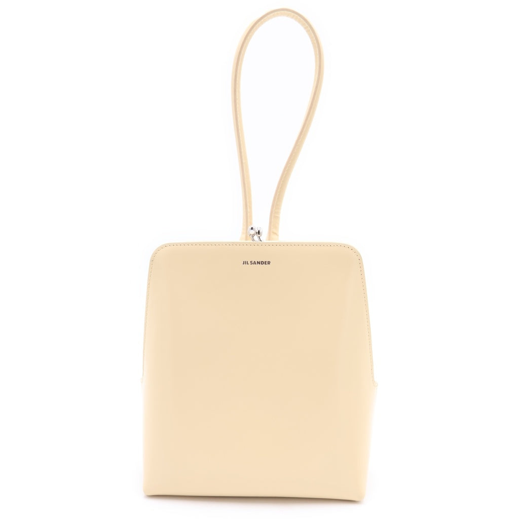 JIL SANDER(ジルサンダー) GOJIフレーム ハンドバッグ ベージュ レザー シルバー金具 レディース