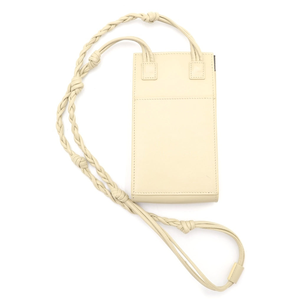 JIL SANDER(ジルサンダー) タングル スモール レザー ショルダーバッグ ポシェット フォンポーチ スマホケース ベージュ レディース