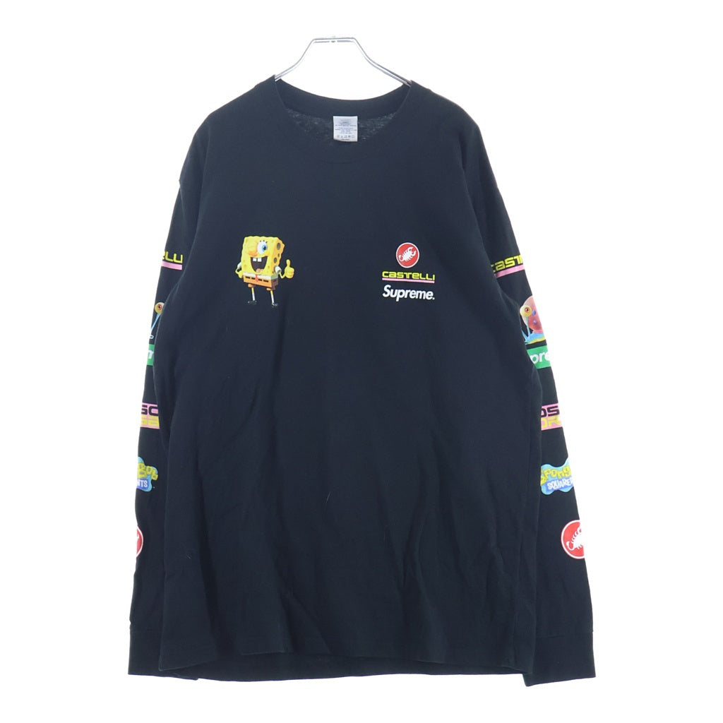 SUPREME(シュプリーム) SpongeBob SquarePants Castelli Racing L/S Tee スポンジボブ カステリ レーシング ロングスリーブ 長袖Tシャツ カットソー ブラック