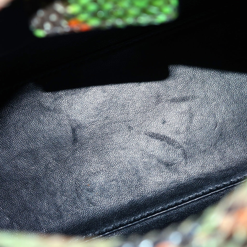 DIOR(ディオール) レディディオール ミディアム パイソン レザー 2WAY ハンド ショルダーバッグ マルチカラー シルバー金具 グリーン/オレンジ レディース