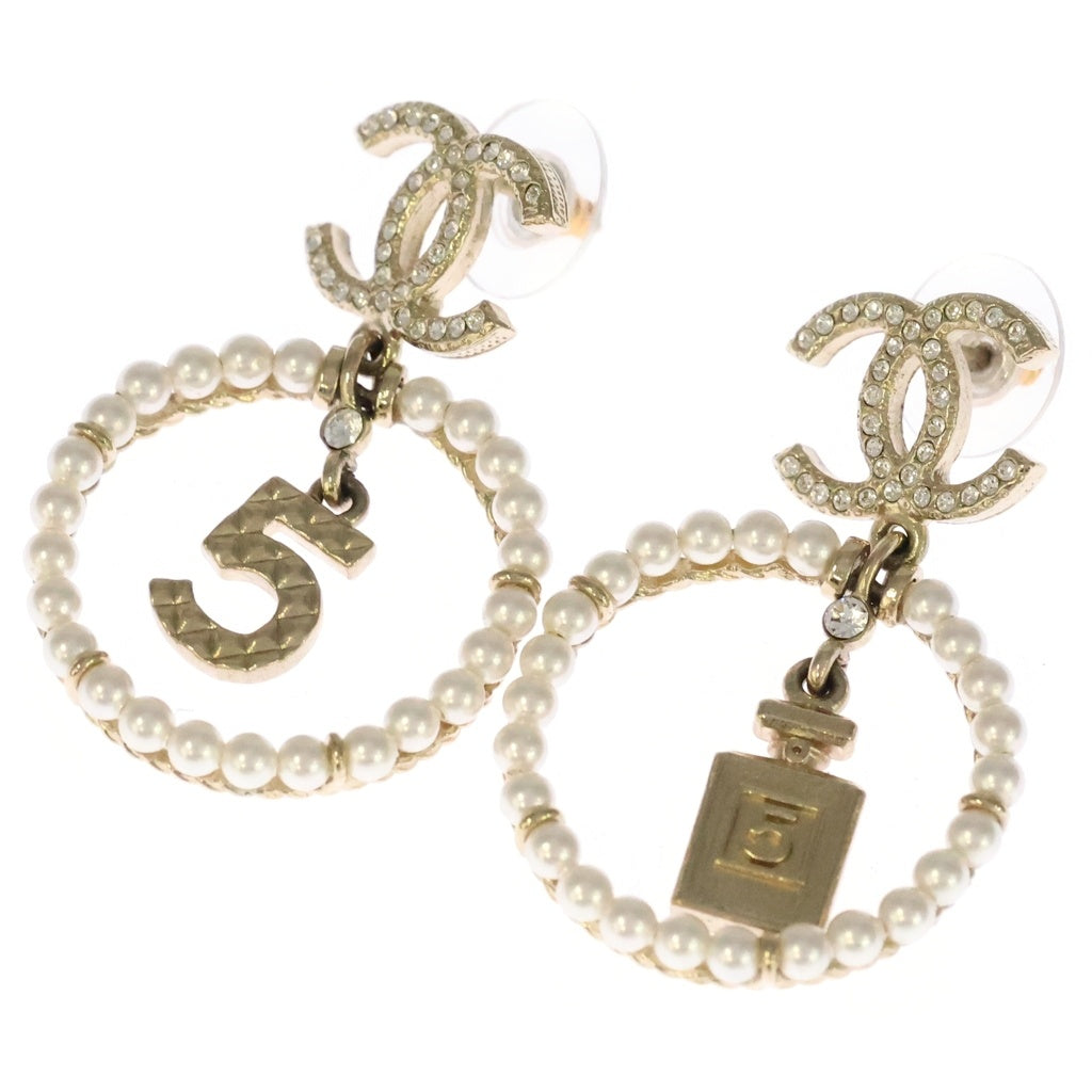 CHANEL(シャネル) A20C ココマーク No.5 パフューム フェイクパール ラインストーン イヤリング ピアス ゴールド レディース