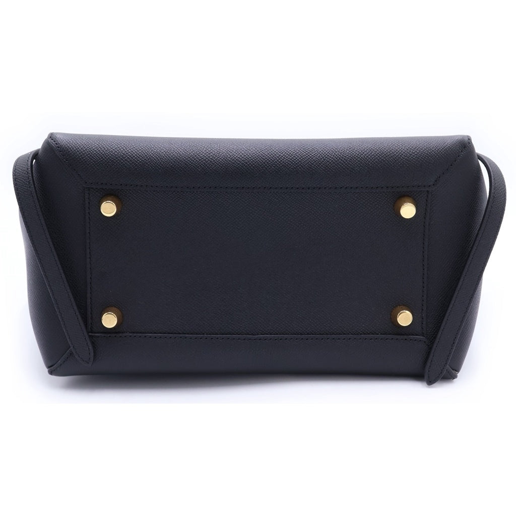 CELINE(セリーヌ) ベルトバッグ マイクロ レザー 2WAY ハンド ショルダーバッグ ゴールド金具 ブラック レディース